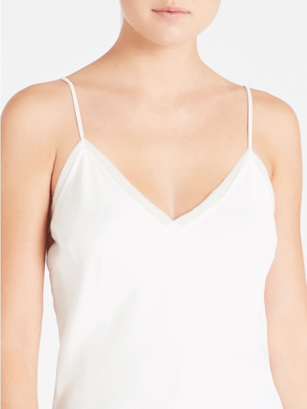 Frame Denim White V-Neck Silk Camisole